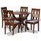 Baxton Studio Mona Grey Upholstered and Walnut Wood 5-Piece Dining Set 172-9878-10901 - alternate 2